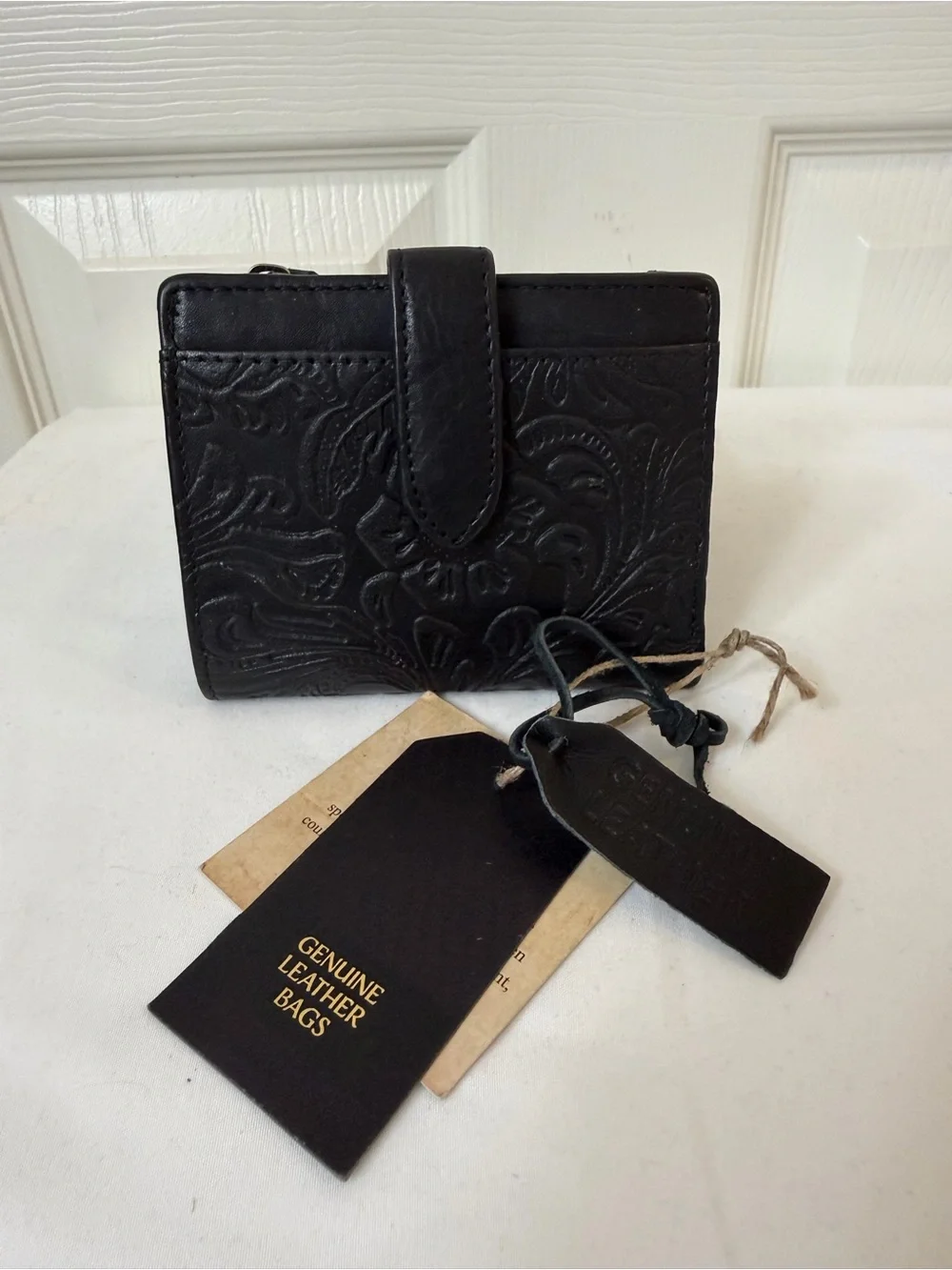 Black Embossed Genuine Leather Women's Wallet